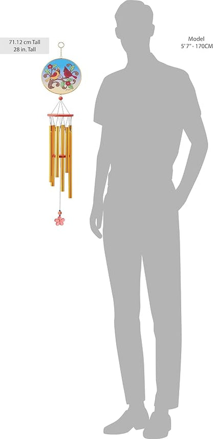 Enesco Jim Shore Heartwood Creek Cardinal Birds on Branches with Flowers Wind Chime - Decorative Hanging Metal Tube Wind Chimes Indoor Outdoor Patio Home Decor Windchime, 28 Inch