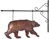 Bear Statue Outdoor Haning Decor for Yard and Garden,27“L x 22”H Vintage Grizzly Garden Statues and Sculptures with Arrow & Bracket,Antique Copper Walking Bear Metal Yard Art for Outside Porch