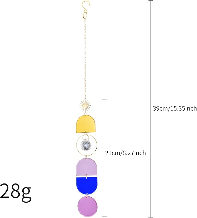 4 Pcs Colorful Acrylic Crystal Suncatchers Window Hanging Decor - Bohemian Crystal Wind Chime for Home, Bedroom, Living Room, Party Decoration