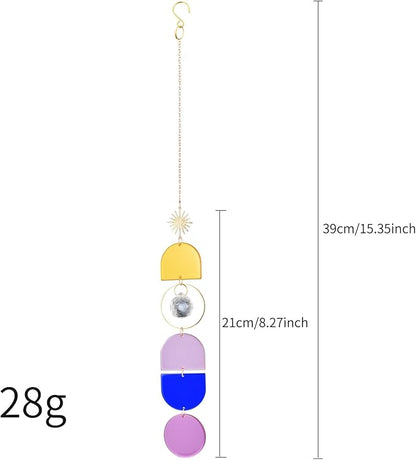 4 Pcs Colorful Acrylic Crystal Suncatchers Window Hanging Decor - Bohemian Crystal Wind Chime for Home, Bedroom, Living Room, Party Decoration