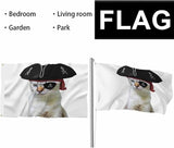 Swono Cat Pirate Flag - 3x5 ft Funny Animal Skull Blindfold Triangular Flag Kitten Captain for Outdoor & Indoor