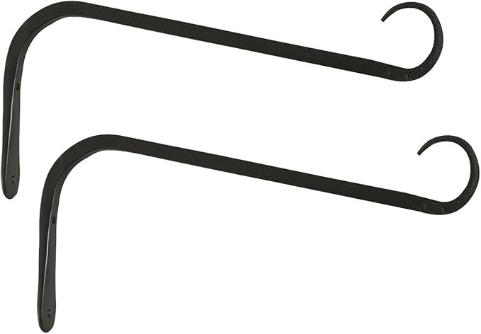12 inch Plant Hanger, Sturdy Hanging Plant Bracket Outdoor, Hanging Plant Wall Hook Heavy Duty, for Hanging Bird Feeders, Planters, Lanterns, Wind Chimes, Indoor/Outdoor Use, Black, Set of 2