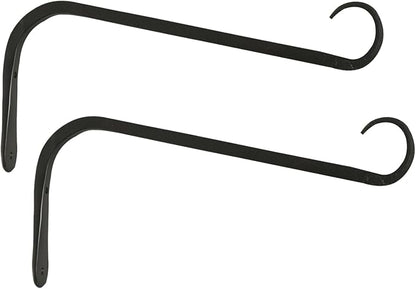 12 inch Plant Hanger, Sturdy Hanging Plant Bracket Outdoor, Hanging Plant Wall Hook Heavy Duty, for Hanging Bird Feeders, Planters, Lanterns, Wind Chimes, Indoor/Outdoor Use, Black, Set of 2
