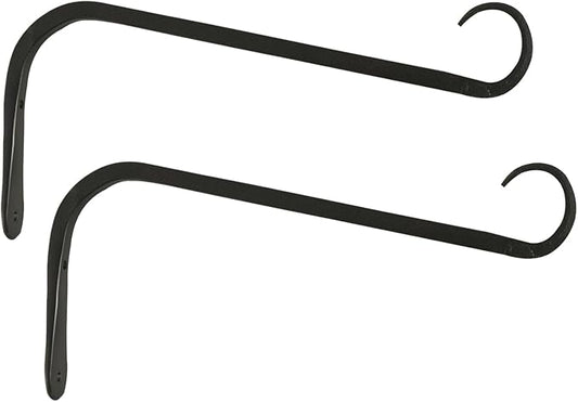 12 inch Plant Hanger, Sturdy Hanging Plant Bracket Outdoor, Hanging Plant Wall Hook Heavy Duty, for Hanging Bird Feeders, Planters, Lanterns, Wind Chimes, Indoor/Outdoor Use, Black, Set of 2