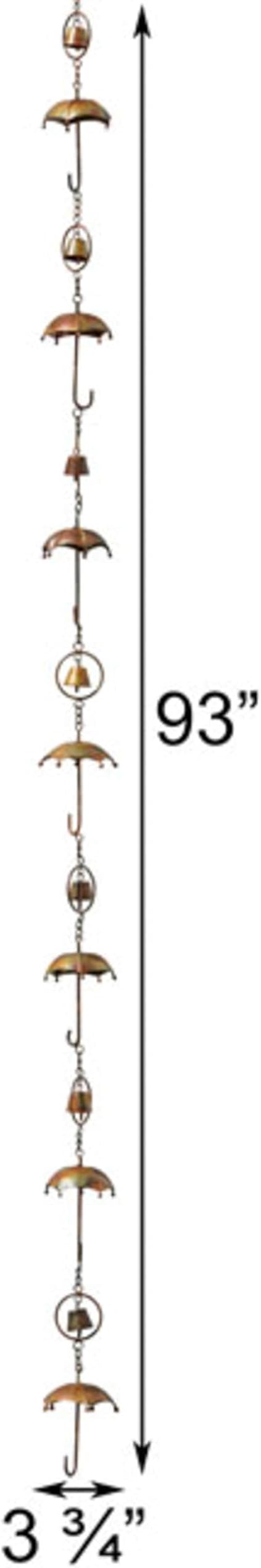 Ancient Graffiti Umbrella & Bell Rain Chains, Copper Colored, Pack of 2
