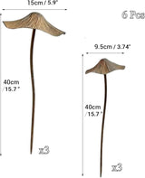 6 Pack Garden Mushroom Outdoor Decoration, Mushroom Statue Yard, Decorative Garden Stakes,Decor Plant Stakes, Metal Yard Art Outdoor, Plant Decorations for Pots-Fixed - Rust Finish