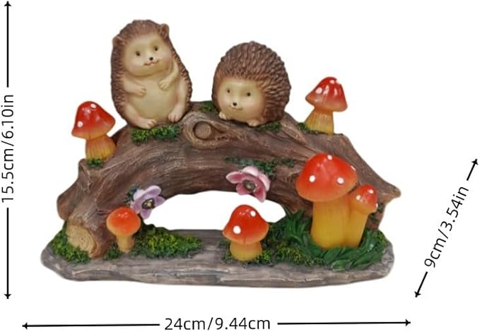 Fairy Garden Statues,Fairy Garden House with Solar Powerd Night Light,Yard Decorations Outdoor Fairy Garden Accessories Decor for Outside (Hedgehog)