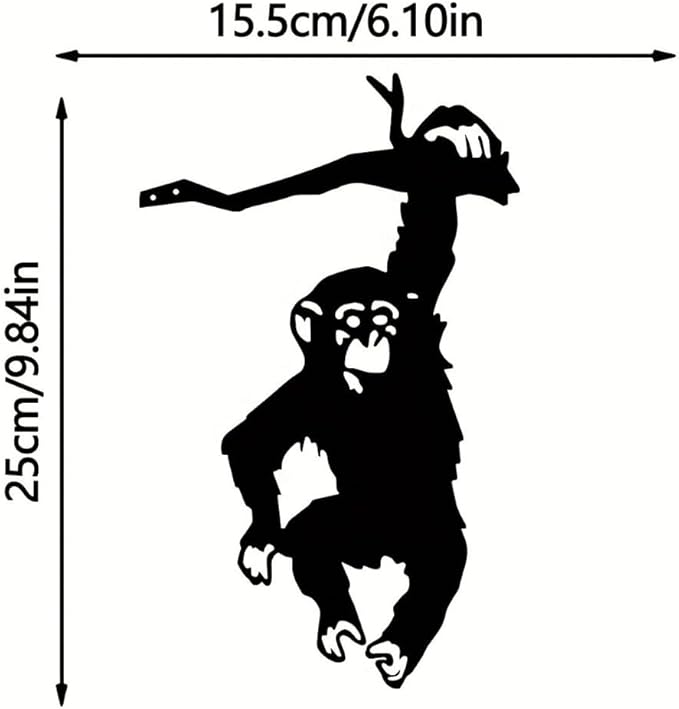 FJXQTCXD Hanging Monkey Tree Stump Plug-in Art Silhouette Metal Wall Art Home Garden Yard Patio Outdoor Statue, Yard Art Decor
