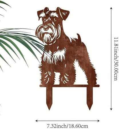 Resama Dog Metal Decorative Garden Stakes - Schnauzer Silhouette Decorative Garden Statues for Outdoor Decor, Unique Gifts for Dog, Lawn Ornaments for Yard and Patio(Rust Colour)