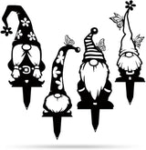 RealSteel Metal Garden Gnomes Outdoor – 4 Pack Steel Lawn Ornaments & Statues, Funny Yard Décor, Weatherproof Garden Decorations, Whimsical Yard Art, Holiday Seasonal Décor, Unique Gift for Gardeners