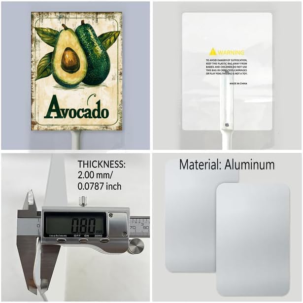 Uptell Vintage Aluminum Avocado Fruit Signs Yard Sign with Stake for Garden Fruit Garden Label Stakes Plant Markers for Outdoor Plants Waterproof 7x8.8 inch