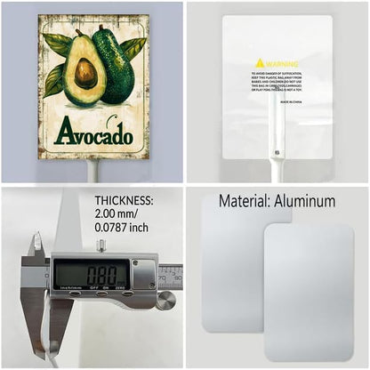 Uptell Vintage Aluminum Avocado Fruit Signs Yard Sign with Stake for Garden Fruit Garden Label Stakes Plant Markers for Outdoor Plants Waterproof 7x8.8 inch