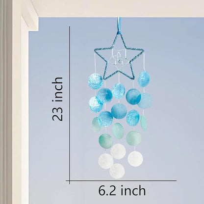 Hanging Wind Chimes for Outside Decoration,Balcony Garden Decor of Star Shaped Capiz Shell Wind Chime,Coastal Style Decor for Indoor/Outdoors,Great Gift for Women (Purple)