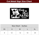 MeMate Personalized Metal Sign for Backyard, Custom Name Sign for Outside, Large Metal Housewarming Gift