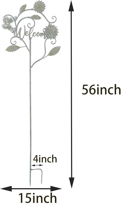 Decorative Garden Stakes with Welcome Sign,Metal Garden Stakes for Patio Garden Decor.