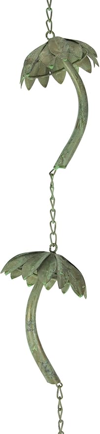 Things2Die4 Metal Tropical Palm Tree Rain Chain with Attached Hanger 72 inch