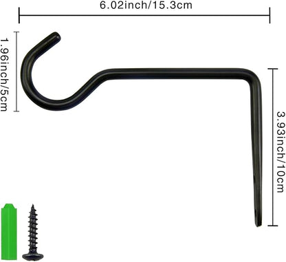 6 Inch Metal Wall Plant Hanger for Hanging Plants, Bird Feeders, Wind Chimes, Flower Baskets – Plant Hanger Indoor Indoor/Outdoor Use, 2 Pack Black
