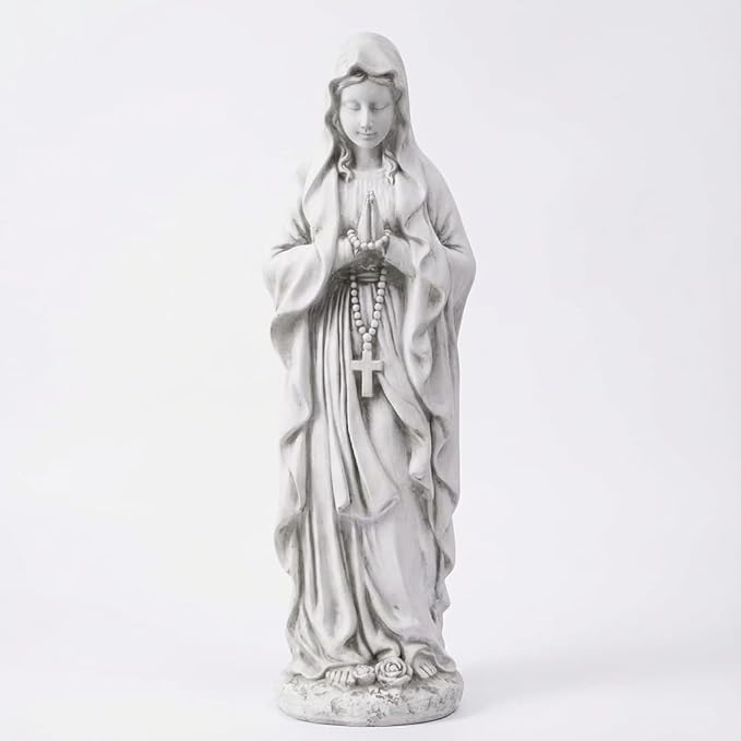 Virgin Mary Statue, 29.9'' H Outdoor Statue Garden Decor Mother Mary Statue for Patio Yard Home Hallway Lawn Magnesium Oxide Stone Religious Indoor/Outdoor Decor
