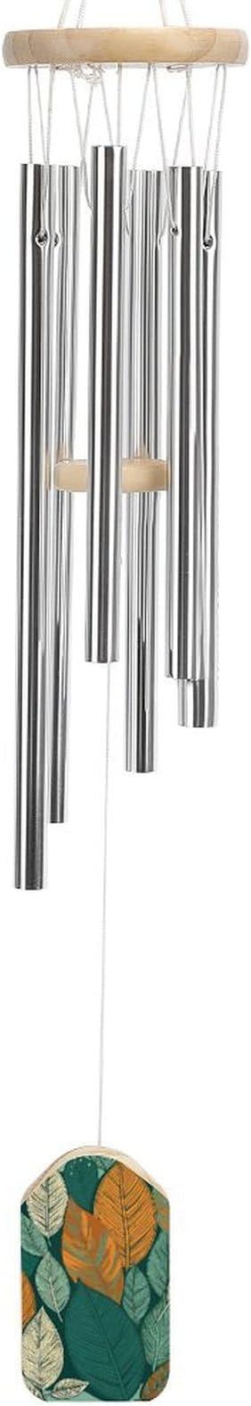 Wind Chimes for Outside,Carpeted with Leaves Printed Cute Aluminium Windchimes Outdoors,Soothing Melodic Memorial Wind Chime for House Porch Patio Garden Balcony Decor