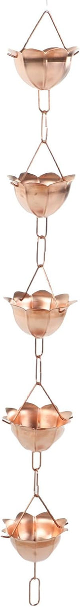 Zerone Copper Petal Rain Chain 1m Length Decorative Rain Catcher Chain for Gutter, Elegant Alternative for Outdoor Space