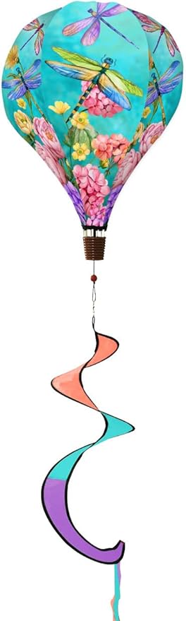 Dragonfly Garden Spring Hot Air Balloon Wind Twister 54" x 12" Briarwood Lane