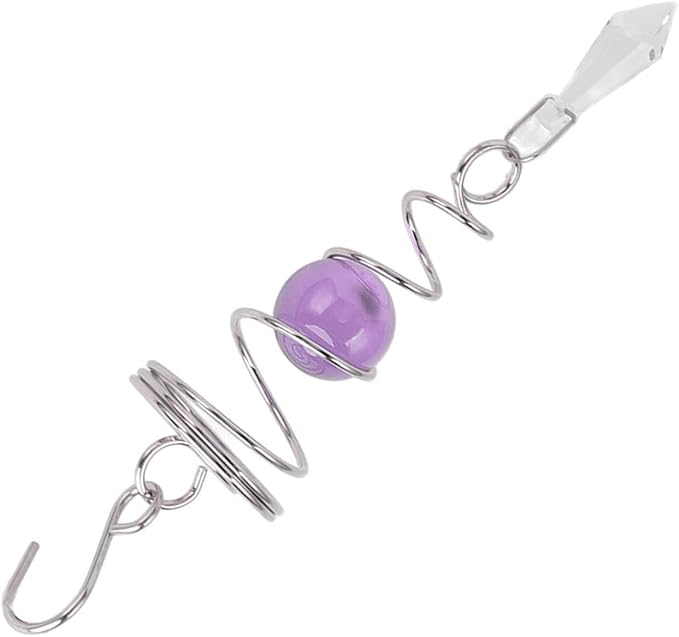 Wind Spinner Stabilizer Crystal Ball, 2 Gazing Ball Spiral Tail Wind Spinner Garden Wind Spinner Tail Stabilizer with Swivel Hook(Purple)