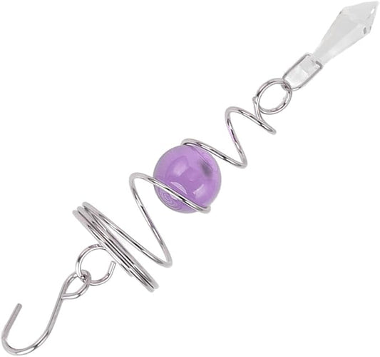 Wind Spinner Stabilizer Crystal Ball, 2 Gazing Ball Spiral Tail Wind Spinner Garden Wind Spinner Tail Stabilizer with Swivel Hook(Purple)