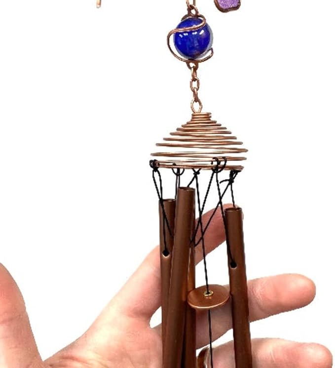StealStreet SS-G-99283 Wind Chime Copper & Gem Hummingbird Garden Decoration Hanging Decor
