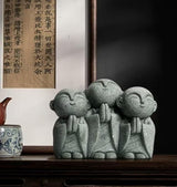 Buddha Statue Green Sandstone Zen Decor Feng Shui Decor for Home Fish Tank Aquarium Garden (Style 2)