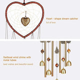 Bwinka Unique Sweet Heart Dream Catcher Wind Chimes Brass Bell for Outdoor Garden Home Hanging Decoration…