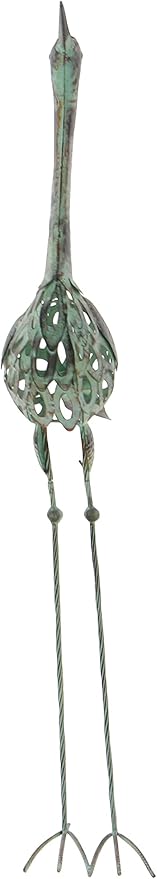Deco 79 Metal Crane Decorative Garden Sculpture Indoor Outdoor Garden Statues, Set of 2 Outdoor Sculptures 40", 38"H, Green