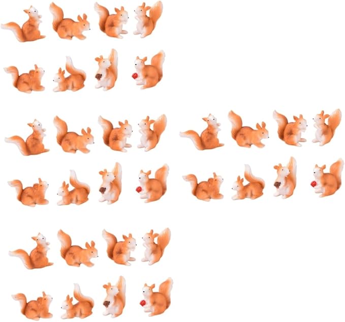 Yardwe 32 Pcs Little Squirrel Ornament Micro Ornaments Squirrel Shape Decor Miniature Squirrel Ornament Fairy Garden Adornment Squirrel Figures Mini Bunny Toys Kid Toys Statue Plant Resin