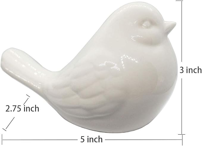 New White Bird Figurine, Ceramic Chubby Bird Figure Cottage Animal Bird Statue Decorations for Home Garden Decor Accents