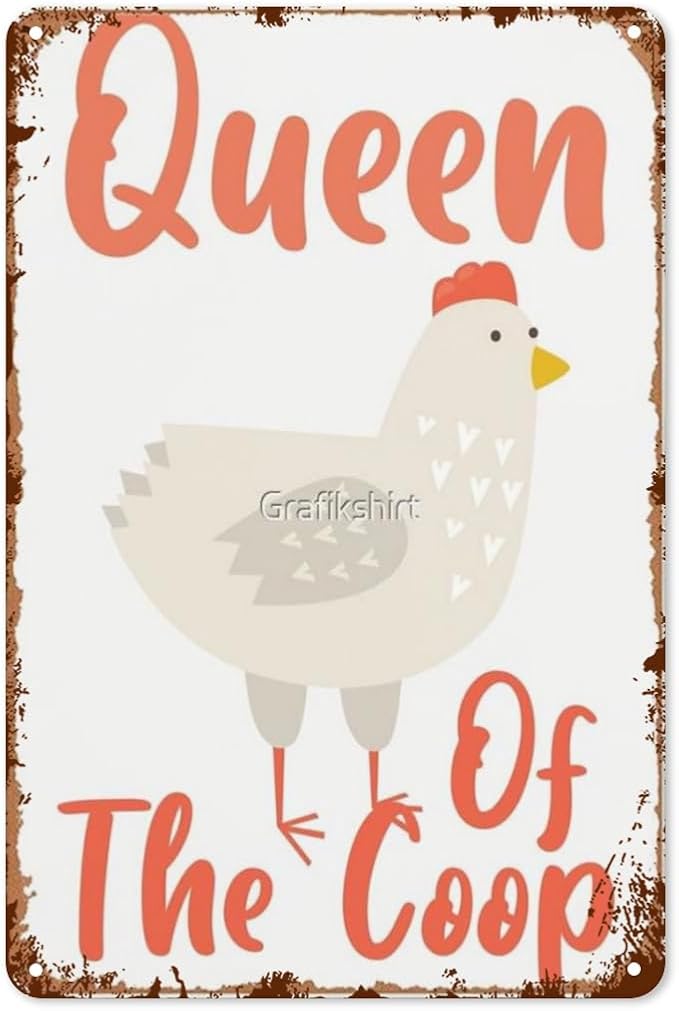 Patio Wall Decor Queens OF THE COOP Light Version Metal Signs Dining Room Wall Decor For Home,Bathroom,Yard,Kitchen,Office,Cafe,Hotel Funny Quotes & Inspirational Life Sayings 8X12inch