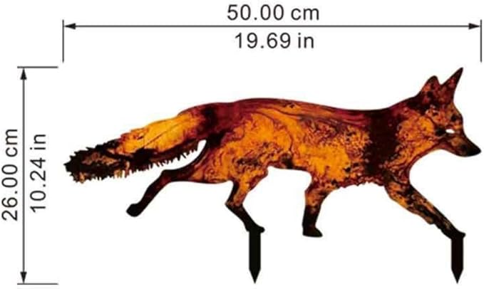 enttgo Rustic Metal Fox Garden Stakes Sneaky Animal Garden Stakes Decoratives 3D Animal Shape Yard Art Sculptures for Home Decorations(19.69''X10.24''X1.18'')