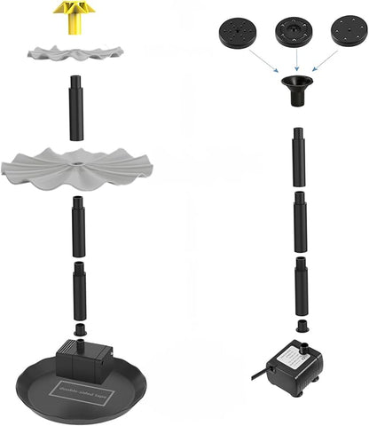 Solar Bird Bath Fountains with Multi Tiered Flower Waterfall Solar Powered Water Pump Ideal for Garden Pond Outdoor Decor