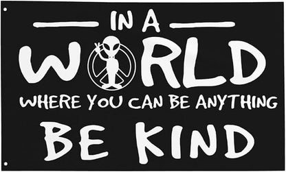 Peace Alien Be Kind Flag 3x5 Ft Outdoor Indoor With Grommet Garden Yard Banner Decorative Sign