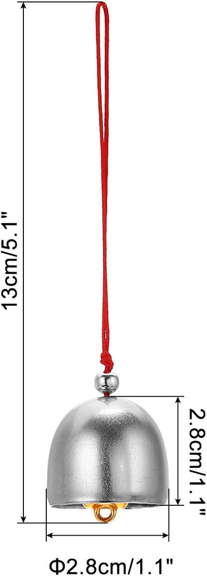 PATIKIL 6 Pcs Wind Chime, Hanging Bells Temple Bells Retro Outdoor Hanging Metal Chinese Wind Chime Round for Outside Garden Camping, Silver Red