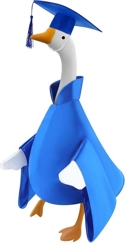 Graduation Goose Outfit for 23'' High Cement Goose Statue, Lawn Porch Clothes Cute Grad Yard Statue Outfit for Patio Outdoor Garden Decoration(Blue)
