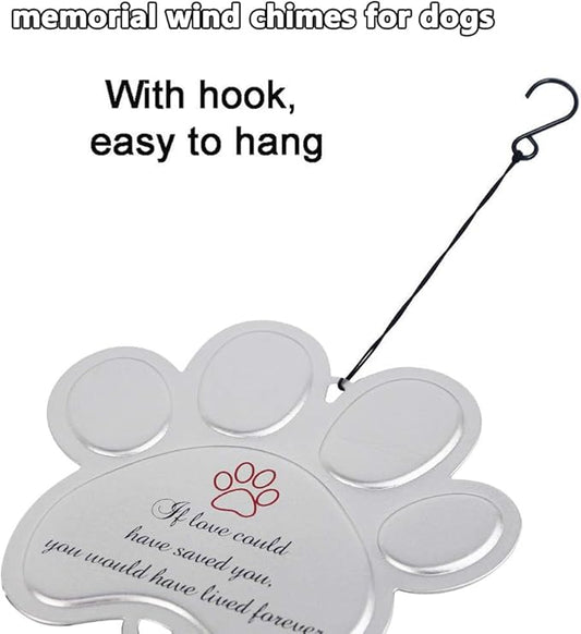 jinhuoba Paw Print Pet Memorial Wind Chimes for Dogs Outdoors, Metal Wind Chime for Loss of Dog Pet Sympathy Memorial Gifts Remembrance Gifts Outdoors, 18.9"