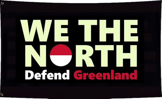 Defend Greenland Flag 5X8FT,Both Sides Printed, Men Women Banner,Vibrant Colors, Double Stitched with 2 Brass Grommets, Bar Garden Street Decoration, GYM, Office Decor,Indoor Outdoor Use,Gifts. (Black, 5x8ft)