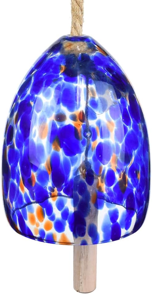 Gift Essentials Blown Glass Bell Wind Chime (Cobalt Blue) 5.5 Inches