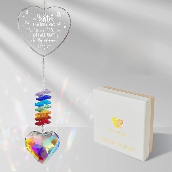 Sister Gifts, Crystal Suncatcher Giftss for Sister Birthday, Sisters Gifts from Sister, Birthday Giftss for Sisters, Window Hangings & Garden Home Decoration
