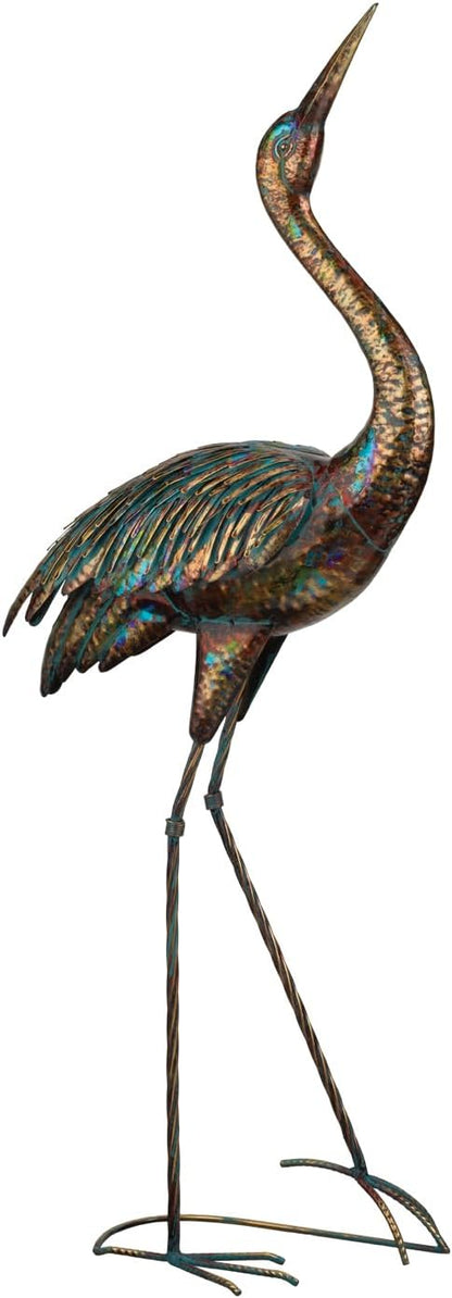 Regal Art & Gift Illumine Crane Metal Statue – Indoor Outdoor Decorative Sculpture for Home & Garden Décor, Weather-Resistant Yard Art Figure for Patio, Lawn - Upward Gaze