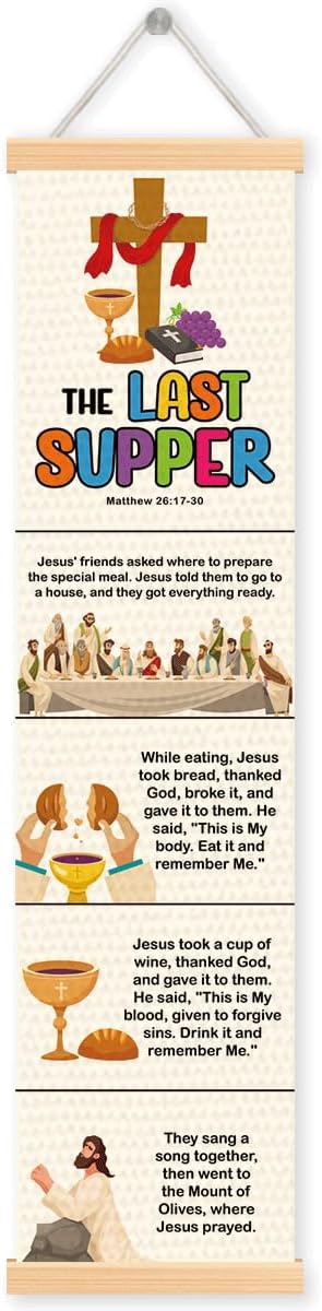 The Last Supper Banner, Church Banner, Christian Rustic Hanging Door Flag, Farmhouse Decorations Outdoor Indoor, Church Activity Decor, Bible Lesson, Scripture and Words Decorations