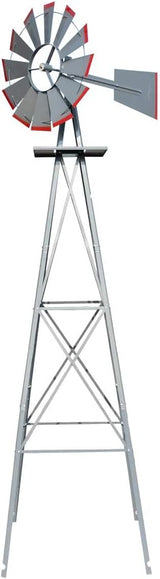 VINGLI 8FT Ornamental Windmill Backyard Garden Decoration Weather Vane, Heavy Duty Metal Wind Mill w/ 4 Legs Design (Grey, 8, Feet, 21.6, Inches, 8.00, Feet, 25.98, Inches, 25.98, Inches)