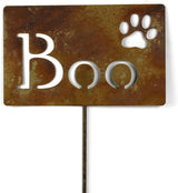 Classic Metal Garden Markers Clearance Items 20 to 33 Inches Tall (Boo + paw print 23", Naturally Rusted)
