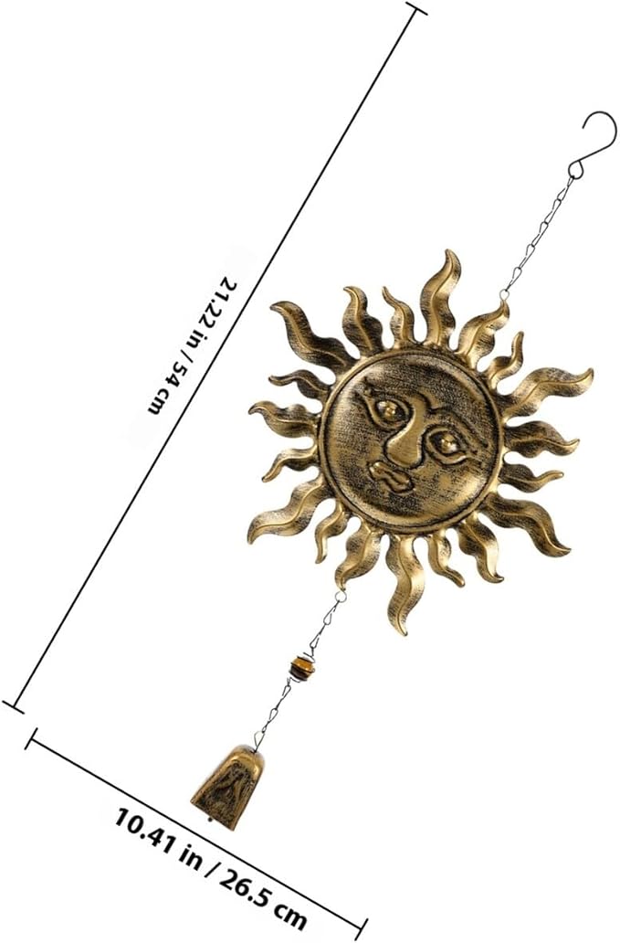 Gadpiparty Metal Wind Chime Outdoor Patio Bell Pendant Retro Iron Wind Chime Garden Hanging Decor with Blessing Design