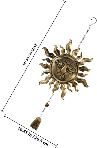 Gadpiparty Metal Wind Chime Outdoor Patio Bell Pendant Retro Iron Wind Chime Garden Hanging Decor with Blessing Design