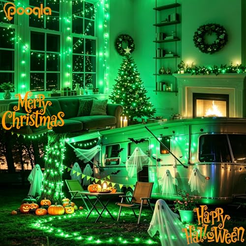 Pooqla 200 LED Green Halloween String Lights - 66 ft